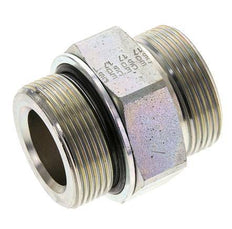 UN 1-11/16''-12 x M42x2 Zinc plated Steel Double Nipple ORFS 250 Bar - Hydraulic