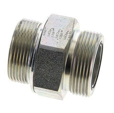 UN 1-11/16''-12 x M42x2 Zinc plated Steel Double Nipple ORFS 250 Bar - Hydraulic