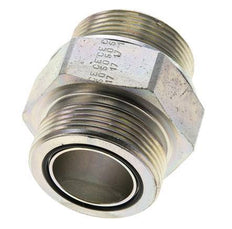 UN 1-11/16''-12 x M42x2 Zinc plated Steel Double Nipple ORFS 250 Bar - Hydraulic
