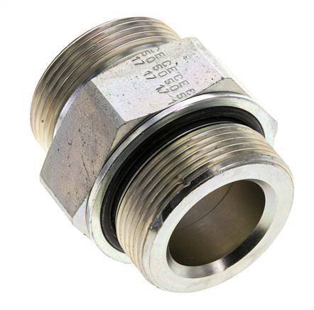 UN 1-11/16''-12 x M42x2 Zinc plated Steel Double Nipple ORFS 250 Bar - Hydraulic