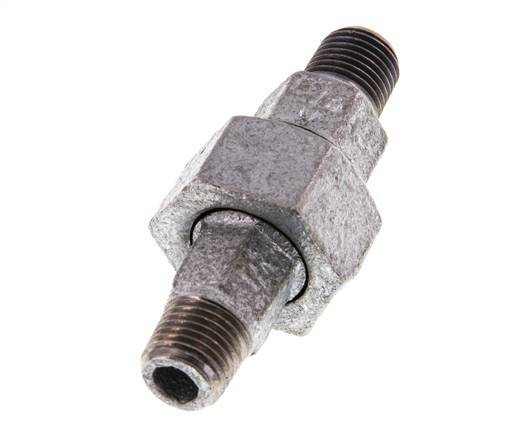 R 1/4'' Zinc plated Cast iron Double Nipple 3-pieces with Conically sealing 25 Bar