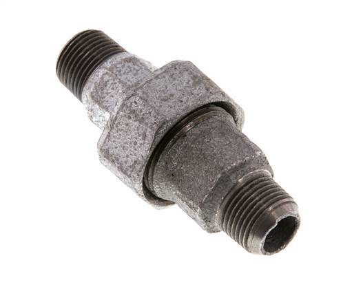 R 3/8'' Zinc plated Cast iron Double Nipple 3-pieces with Conically sealing 25 Bar
