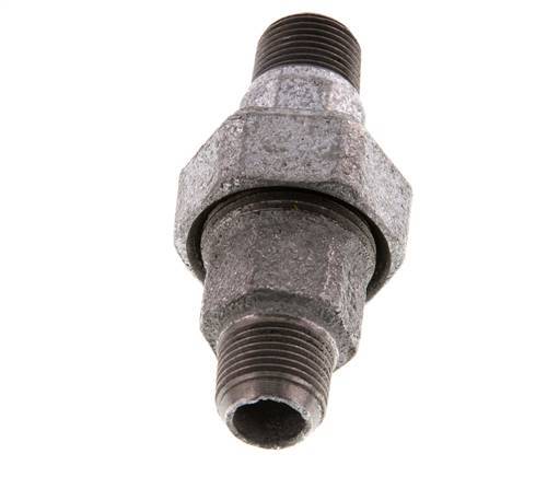 R 3/8'' Zinc plated Cast iron Double Nipple 3-pieces with Conically sealing 25 Bar