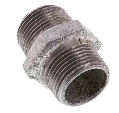 R 1'' Zinc plated Cast iron Double Nipple 25 Bar [2 Pieces]