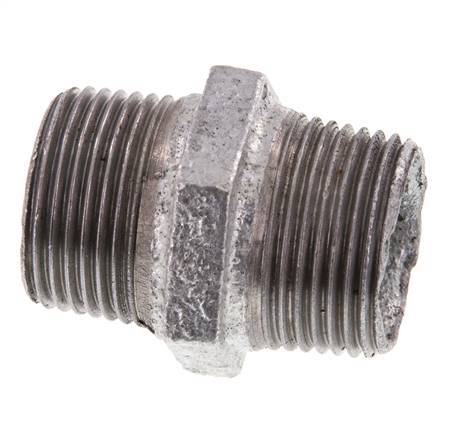 R 1'' Zinc plated Cast iron Double Nipple 25 Bar [2 Pieces]