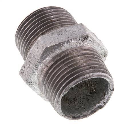 R 1'' Zinc plated Cast iron Double Nipple 25 Bar [2 Pieces]