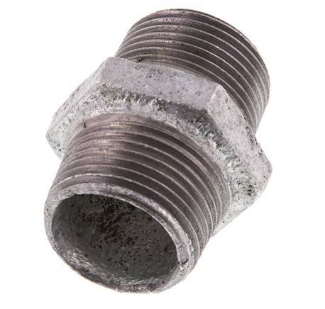 R 1'' Zinc plated Cast iron Double Nipple 25 Bar [2 Pieces]