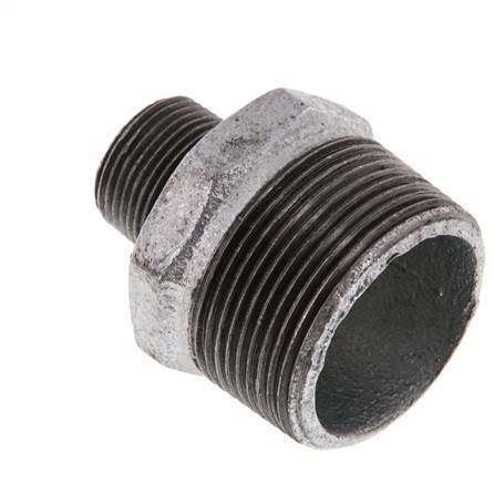 R 1 1/2'' x R 3/4'' Zinc plated Cast iron Double Nipple 25 Bar