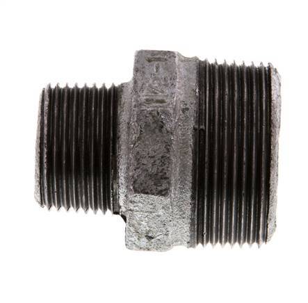 R 1 1/2'' x R 1'' Zinc plated Cast iron Double Nipple 25 Bar