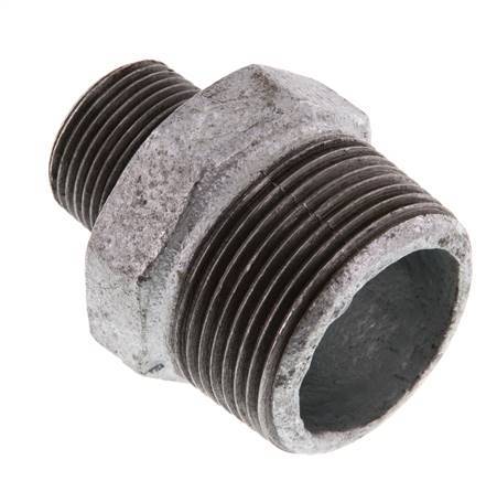 R 1 1/4'' x R 3/4'' Zinc plated Cast iron Double Nipple 25 Bar