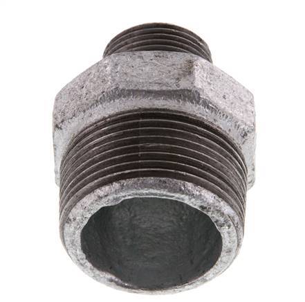 R 1 1/4'' x R 3/4'' Zinc plated Cast iron Double Nipple 25 Bar