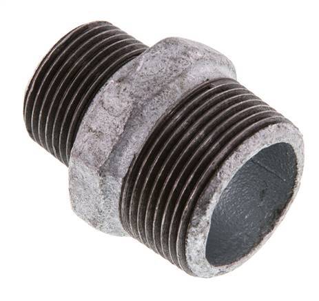 R 1 1/4'' x R 1'' Zinc plated Cast iron Double Nipple 25 Bar