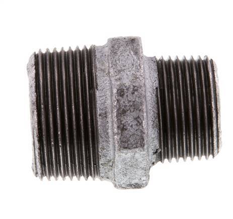 R 1 1/4'' x R 1'' Zinc plated Cast iron Double Nipple 25 Bar