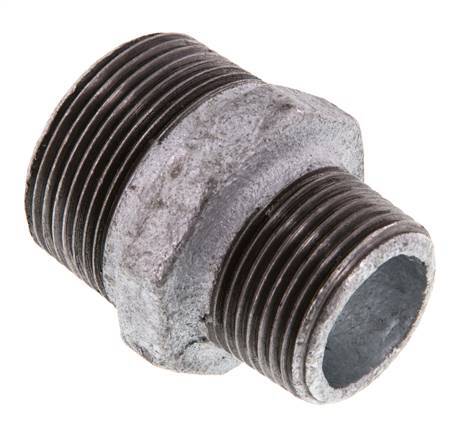 R 1 1/4'' x R 1'' Zinc plated Cast iron Double Nipple 25 Bar