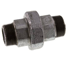 R 1 1/4'' Zinc plated Cast iron Double Nipple 3-pieces with Conically sealing 25 Bar