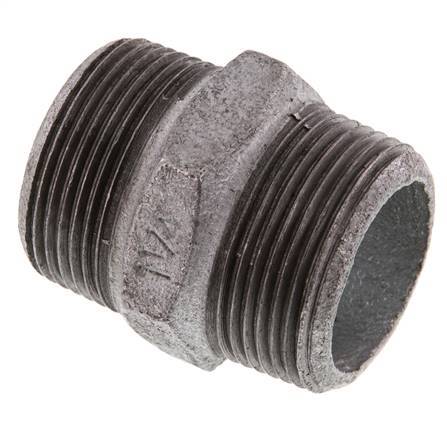 R 1 1/4'' Zinc plated Cast iron Double Nipple 25 Bar [2 Pieces]