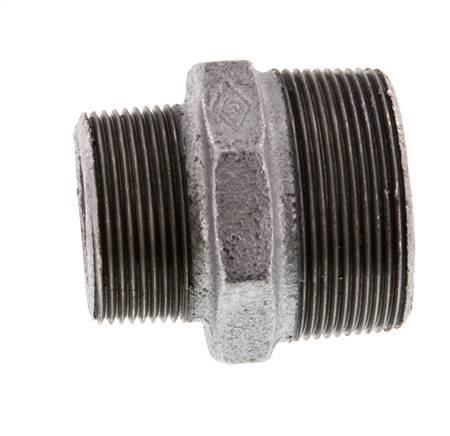 R 2'' x R 1 1/2'' Zinc plated Cast iron Double Nipple 25 Bar