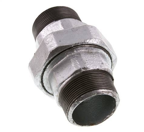 R 2'' Zinc plated Cast iron Double Nipple 3-pieces with Conically sealing 25 Bar