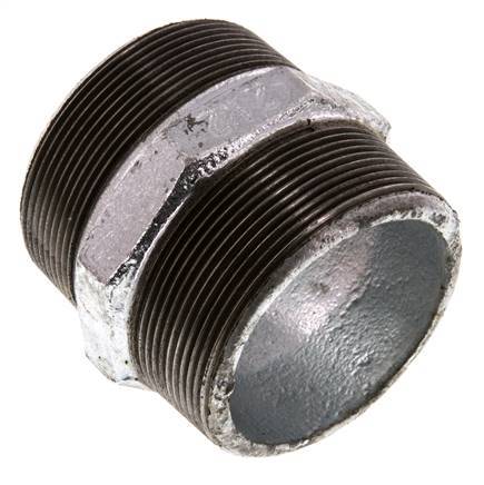 R 2 1/2'' Zinc plated Cast iron Double Nipple 25 Bar