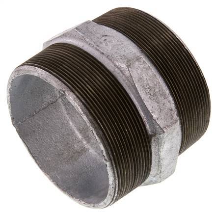 R 4'' Zinc plated Cast iron Double Nipple 25 Bar