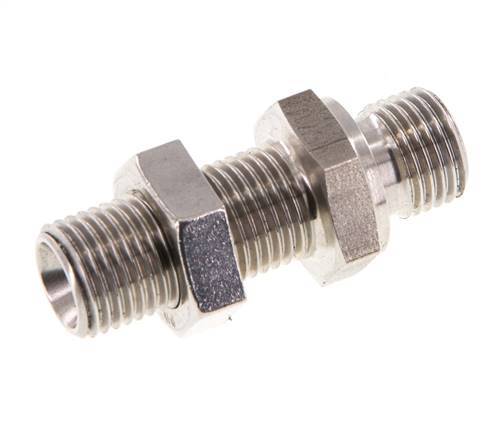 G 1/4'' Stainless steel Bulkhead Double nipple 350 Bar - Hydraulic