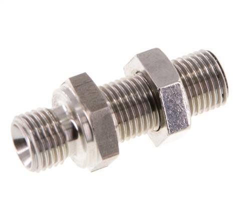 G 1/4'' Stainless steel Bulkhead Double nipple 350 Bar - Hydraulic