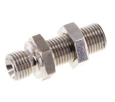 G 1/4'' Stainless steel Bulkhead Double nipple 350 Bar - Hydraulic