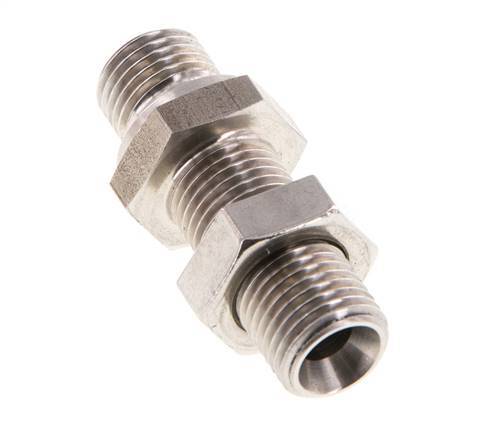 G 1/4'' Stainless steel Bulkhead Double nipple 350 Bar - Hydraulic