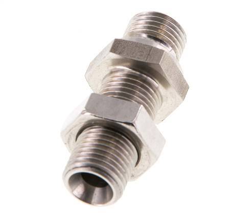 G 1/4'' Stainless steel Bulkhead Double nipple 350 Bar - Hydraulic