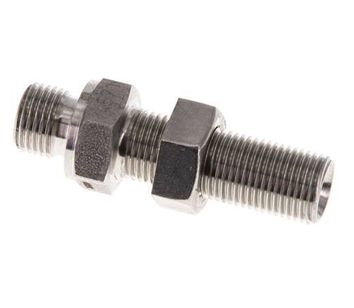 G 1/8'' Stainless steel Bulkhead Double nipple 475 Bar - Hydraulic