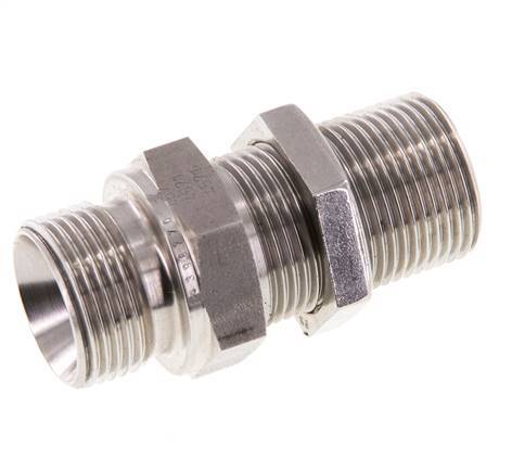 G 3/4'' Stainless steel Bulkhead Double nipple 325 Bar - Hydraulic