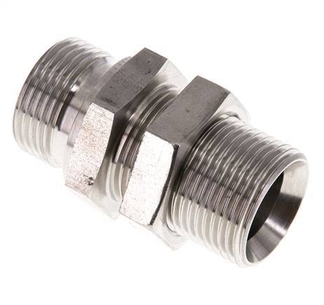 G 1'' Stainless steel Bulkhead Double nipple 225 Bar - Hydraulic