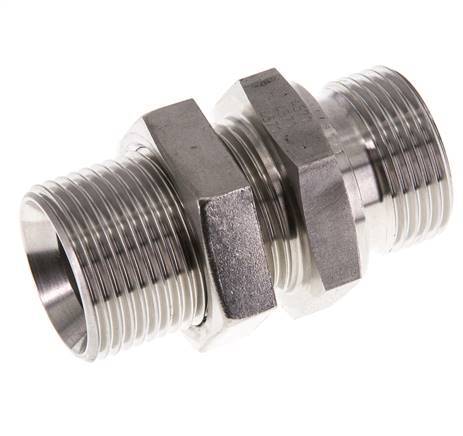 G 1'' Stainless steel Bulkhead Double nipple 225 Bar - Hydraulic