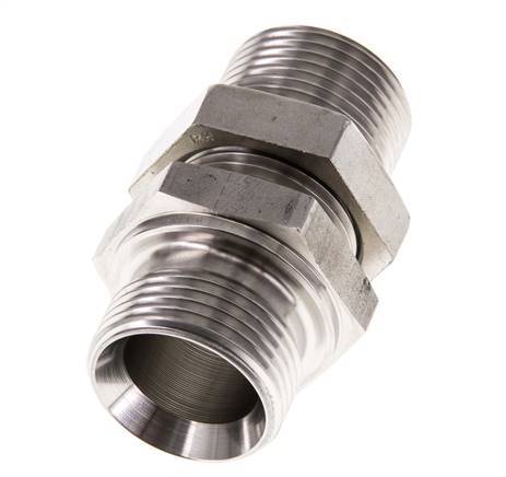 G 1'' Stainless steel Bulkhead Double nipple 225 Bar - Hydraulic