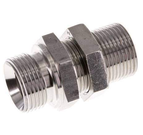 G 1'' Stainless steel Bulkhead Double nipple 225 Bar - Hydraulic