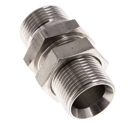G 1'' Stainless steel Bulkhead Double nipple 225 Bar - Hydraulic