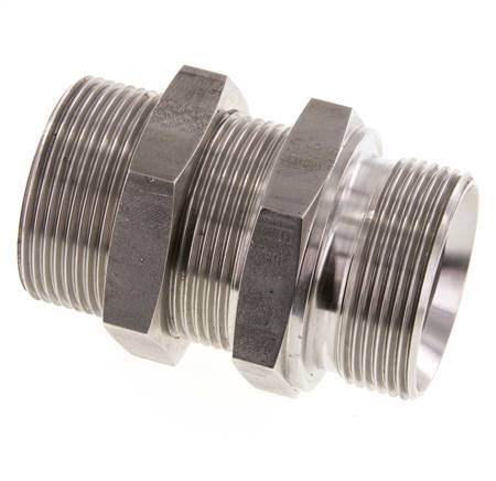 G 1 1/2'' Stainless steel Bulkhead Double nipple 190 Bar - Hydraulic