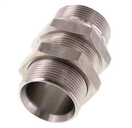 G 1 1/2'' Stainless steel Bulkhead Double nipple 190 Bar - Hydraulic
