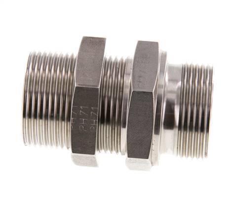 G 1 1/4'' Stainless steel Bulkhead Double nipple 190 Bar - Hydraulic