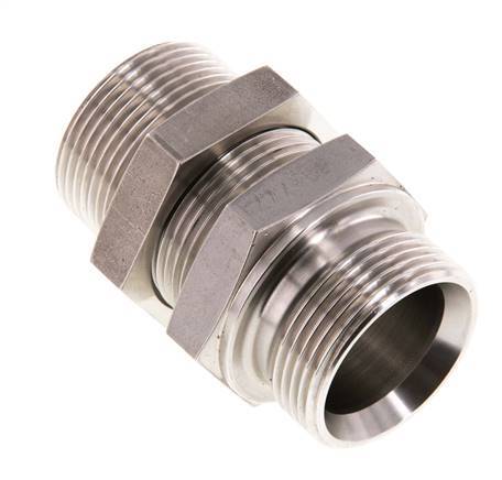 G 1 1/4'' Stainless steel Bulkhead Double nipple 190 Bar - Hydraulic