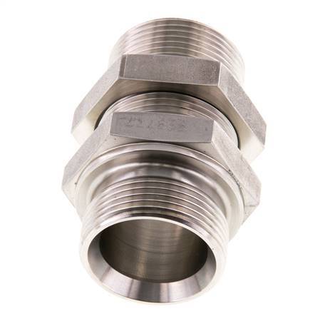 G 1 1/4'' Stainless steel Bulkhead Double nipple 190 Bar - Hydraulic