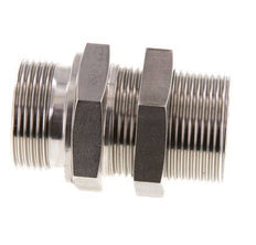 G 1 1/4'' Stainless steel Bulkhead Double nipple 190 Bar - Hydraulic