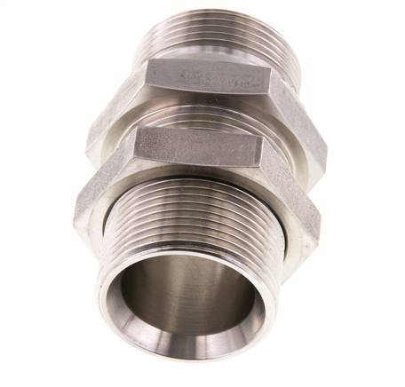 G 1 1/4'' Stainless steel Bulkhead Double nipple 190 Bar - Hydraulic