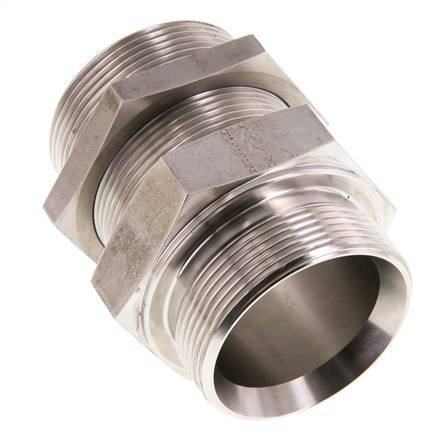 G 2'' Stainless steel Bulkhead Double nipple 175 Bar - Hydraulic