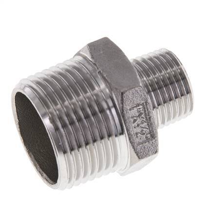 1/2'' NPT x 1'' NPT Stainless steel Double Nipple 16 Bar