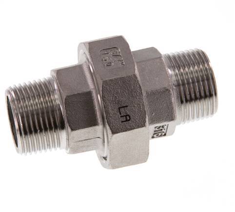 R 3/4'' Stainless steel Double Nipple 3-pieces with Conically sealing 16 Bar