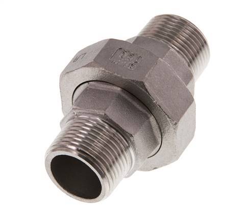 R 3/4'' Stainless steel Double Nipple 3-pieces with Conically sealing 16 Bar