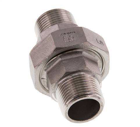 R 3/4'' Stainless steel Double Nipple 3-pieces with Conically sealing 16 Bar