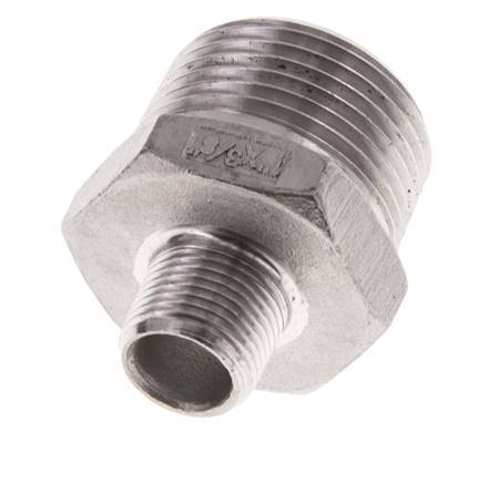 R 1'' x R 3/8'' Stainless steel Double Nipple 16 Bar
