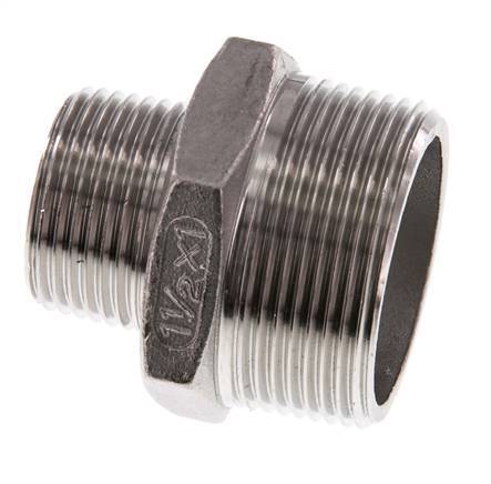 R 1 1/2'' x R 1'' Stainless steel Double Nipple 16 Bar